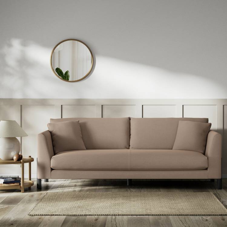 Habitat Aston Fabric 4 Seater Sofa - Biscuit - Black Leg 0
