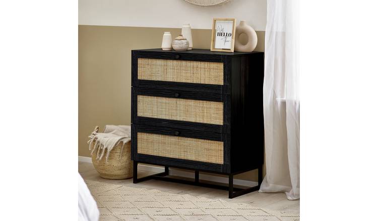 Julian Bowen Padstow 3 Drawer Chest - Black
