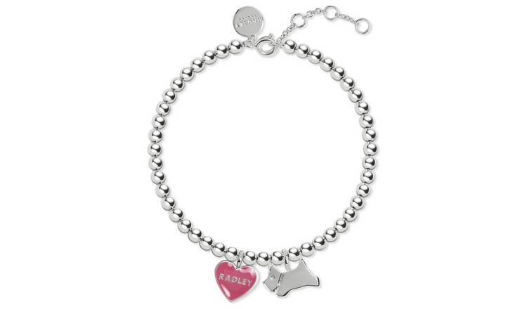 Radley Silver Plated Heart Charm Bead Bracelet 