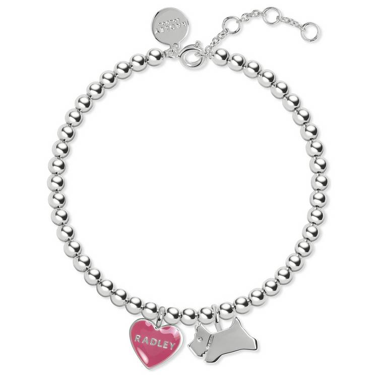 Radley Silver Plated Heart Charm Bead Bracelet  0