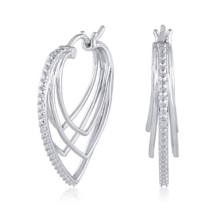 Revere Sterling Silver 0.02ct tw Diamond Heart Hoop Earrings 0