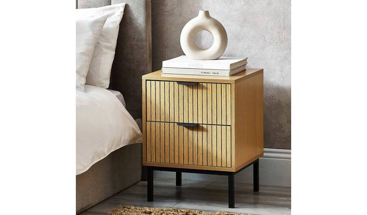 Julian Bowen Sia 2 Drawer Bedside Table - Oak