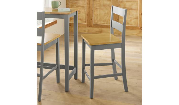 Argos Home Chicago Solid Wood Bar Stool - Grey