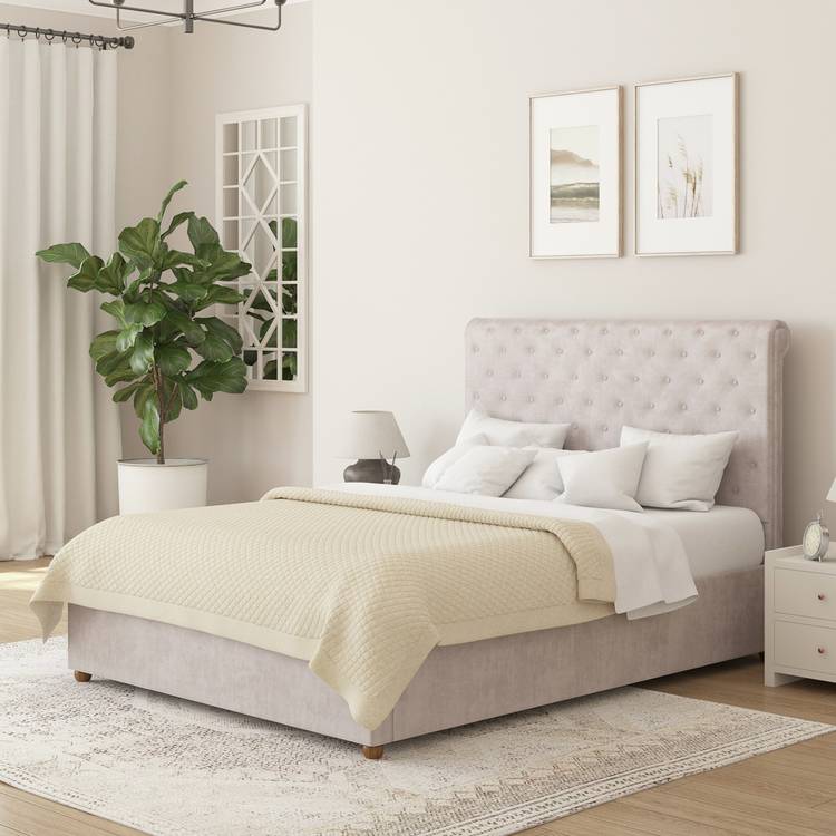 Aspire Taylor Double Velvet End Lift Ottoman Bed - Silver 0