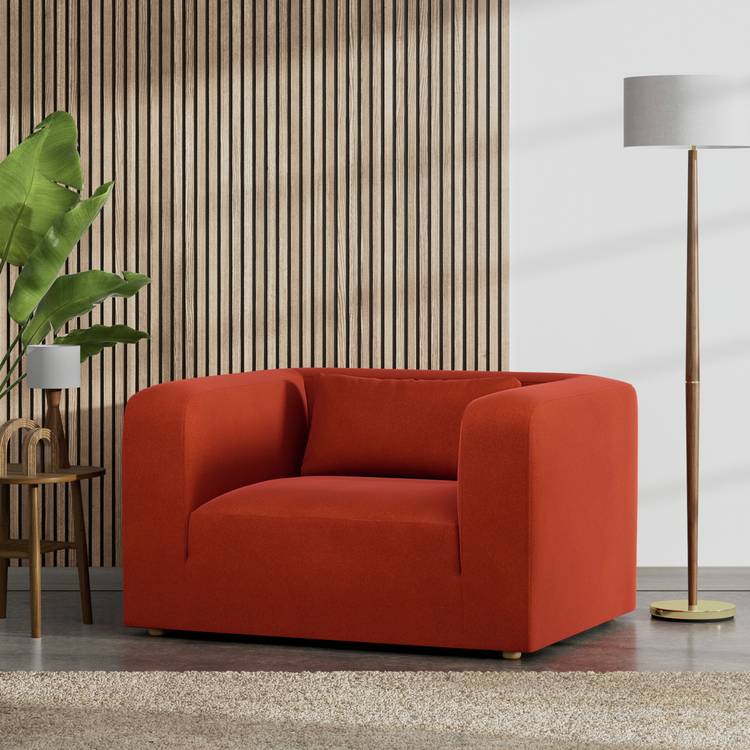 Habitat Lars Velvet Cuddle Chair - Burnt Orange 0