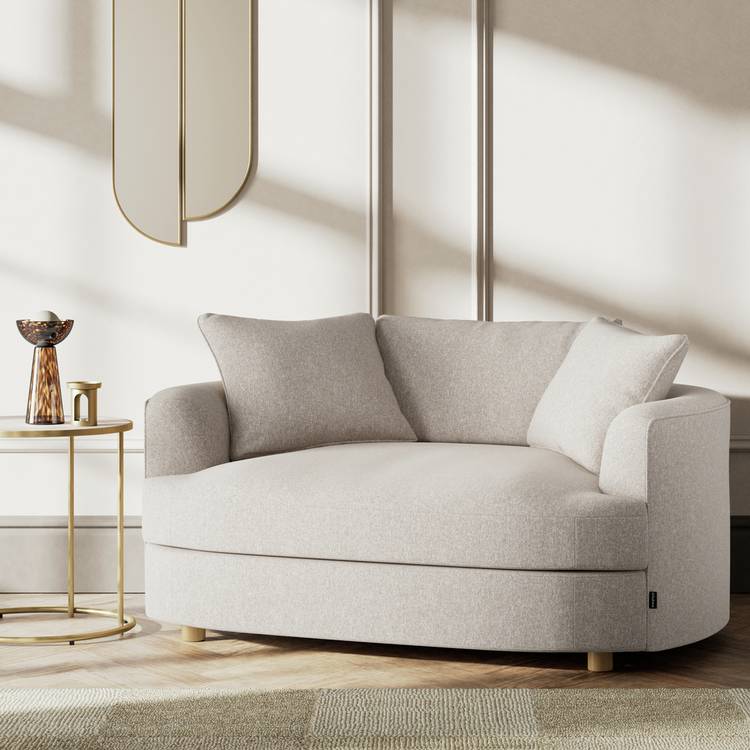 Habitat Sacha Fabric Cuddle Chair - Natural - Ash Leg 0