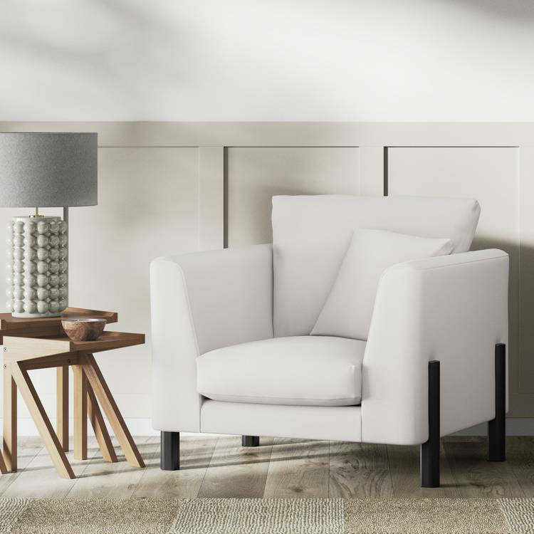 Habitat Aston Fabric Armchair - Natural - Black Leg 0
