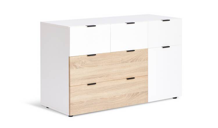 Habitat Zeke Wide 5 Drawer Chest - White & Oak