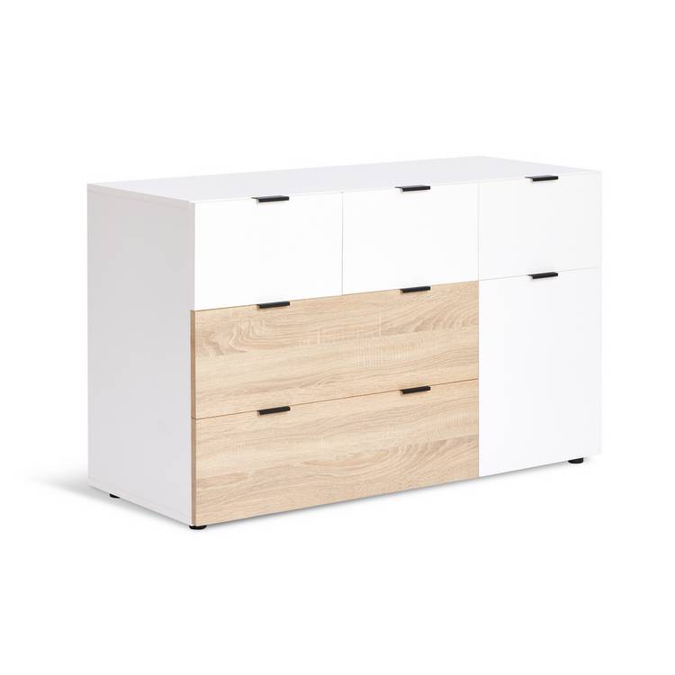 Habitat Zeke Wide 5 Drawer Chest - White & Oak 0