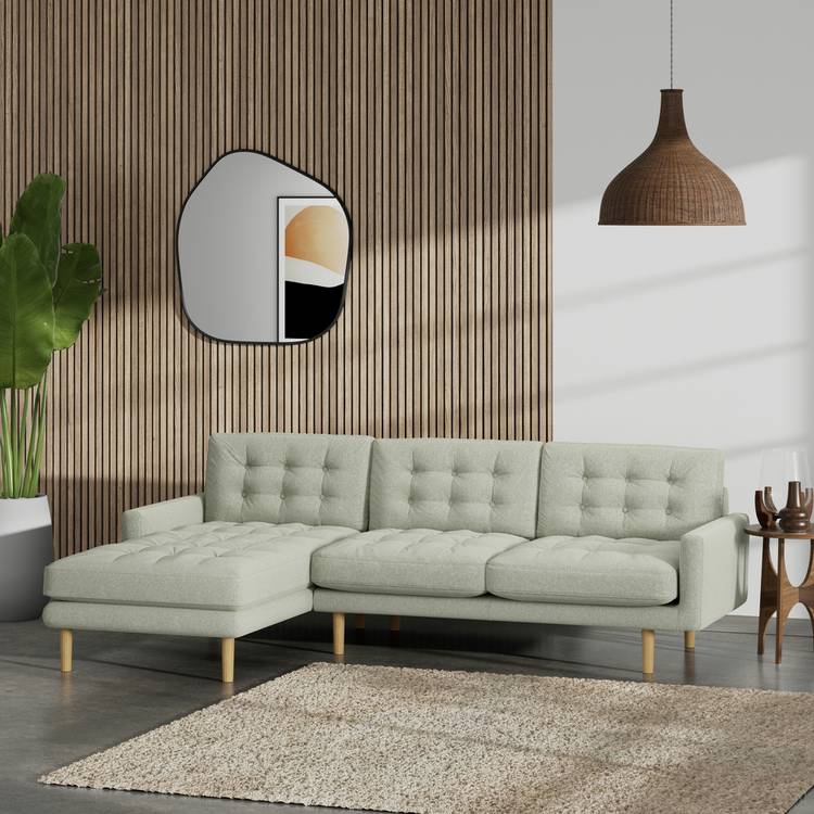 Habitat Fenner Left Hand Corner Sofa - Sage Green - Ash Leg 0