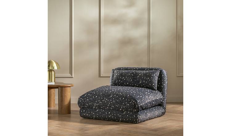 Habitat Lexi Single Fabric Chairbed - Black & Blue