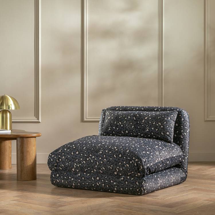Habitat Lexi Single Fabric Chairbed - Black & Blue 0