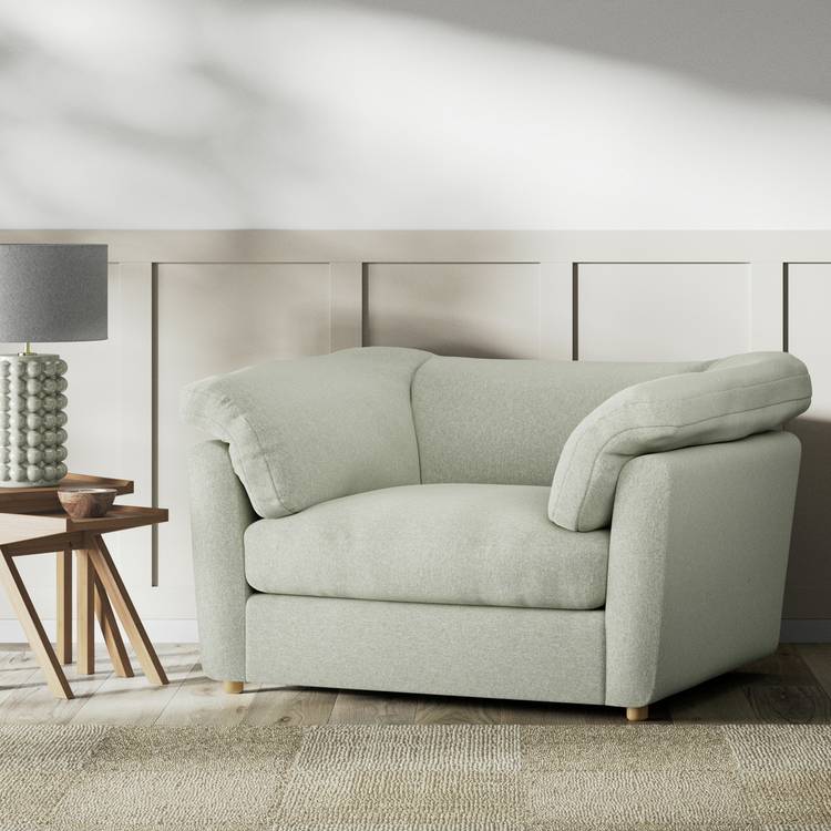 Habitat Wynn Fabric Cuddle Chair - Sage Green - Ash Leg 0