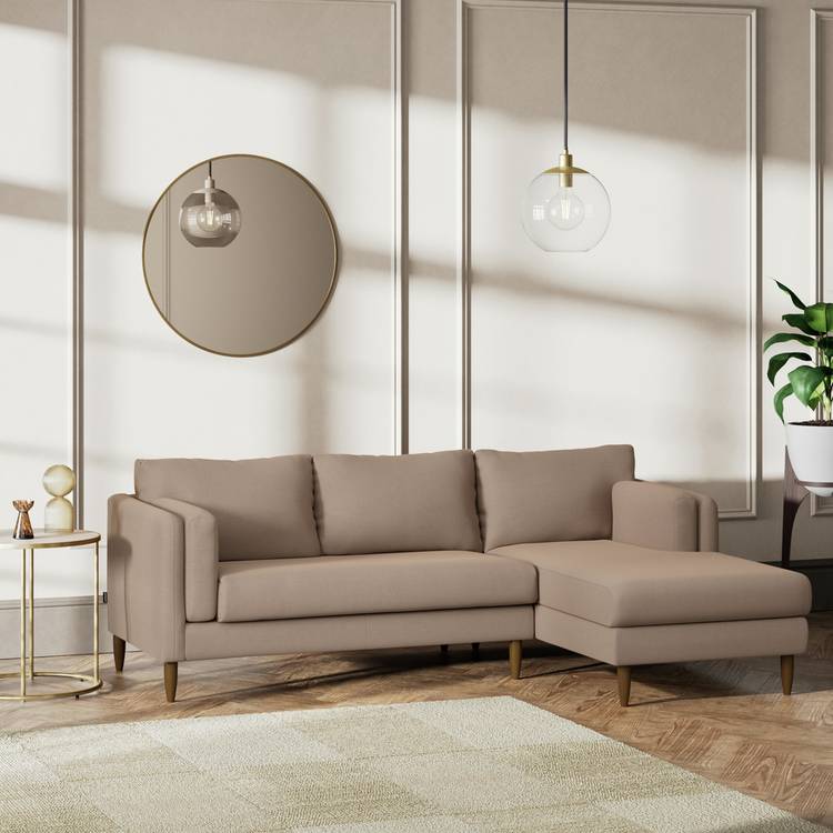 Habitat Newington Right Hand Corner Sofa - Biscuit -Dark Leg 0