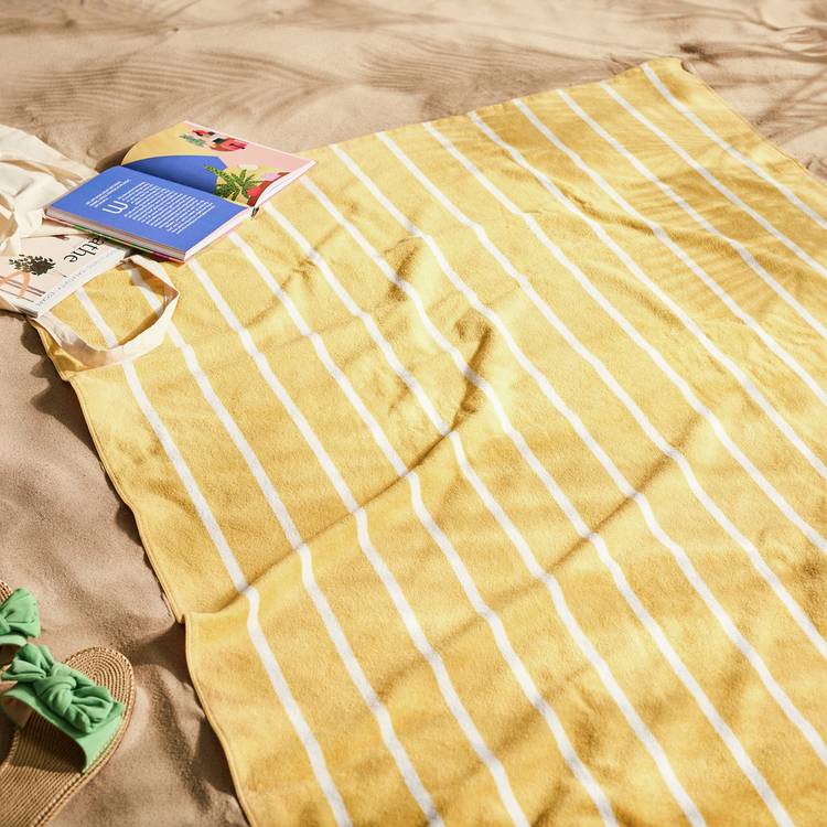 Habitat Yellow Stripe XL Beach Towel  0