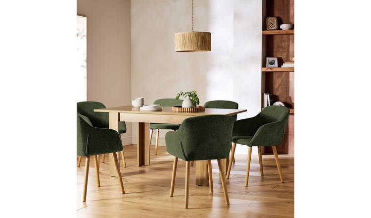 Argos Home Miami Extending Dining Table & 6 Green Chairs