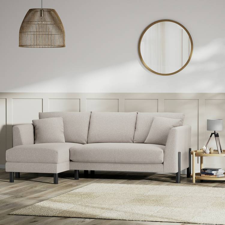 Habitat Aston Left Hand Corner Sofa - Stone - Black Leg 0