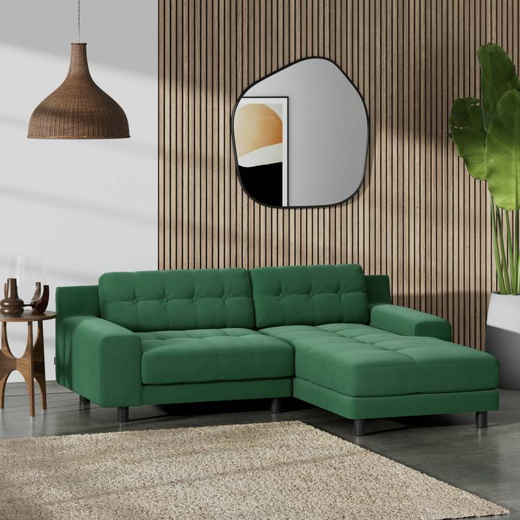 Habitat Hendricks Right Hand Corner Sofa - Green - Black Leg 0