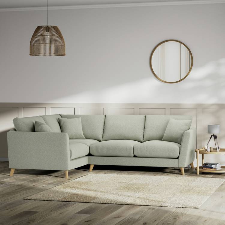Habitat Lomond Left Hand Corner Sofa - Sage Green - Ash Leg 0