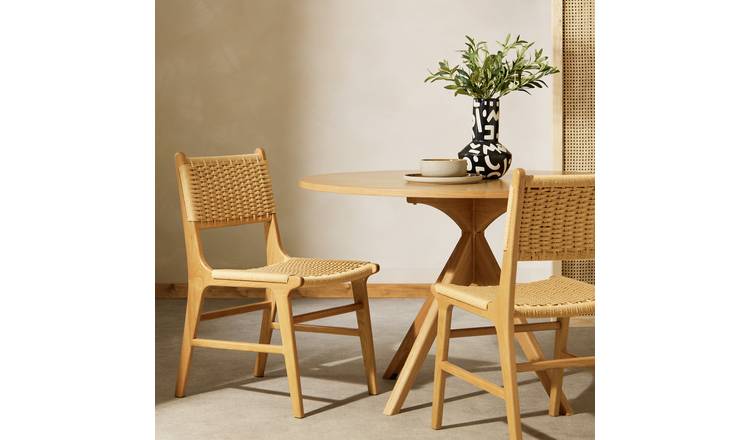 Habitat Faro Pair of Solid Wood Dining Chairs - Light Wood
