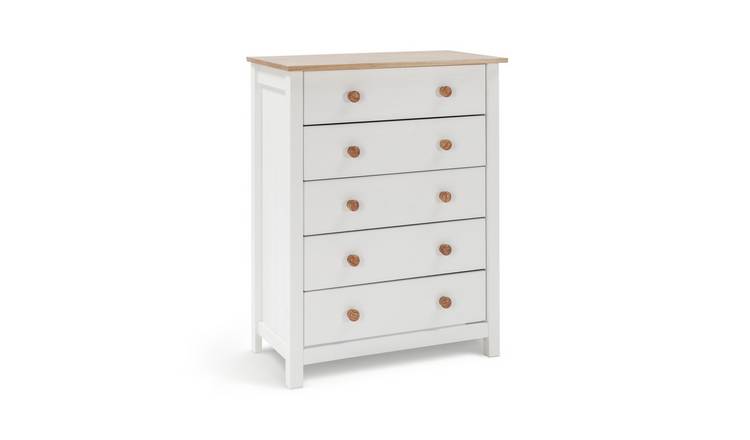 Argos Home Scandinavia 5 Drawer Chest - Pine & White