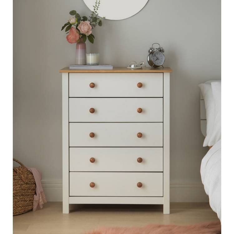 Argos Home Scandinavia 5 Drawer Chest - Pine & White 0