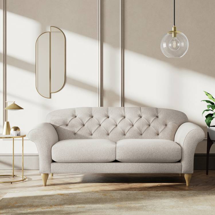 Habitat Brooker Fabric 3 Seater Sofa - Natural - Ash Leg 0