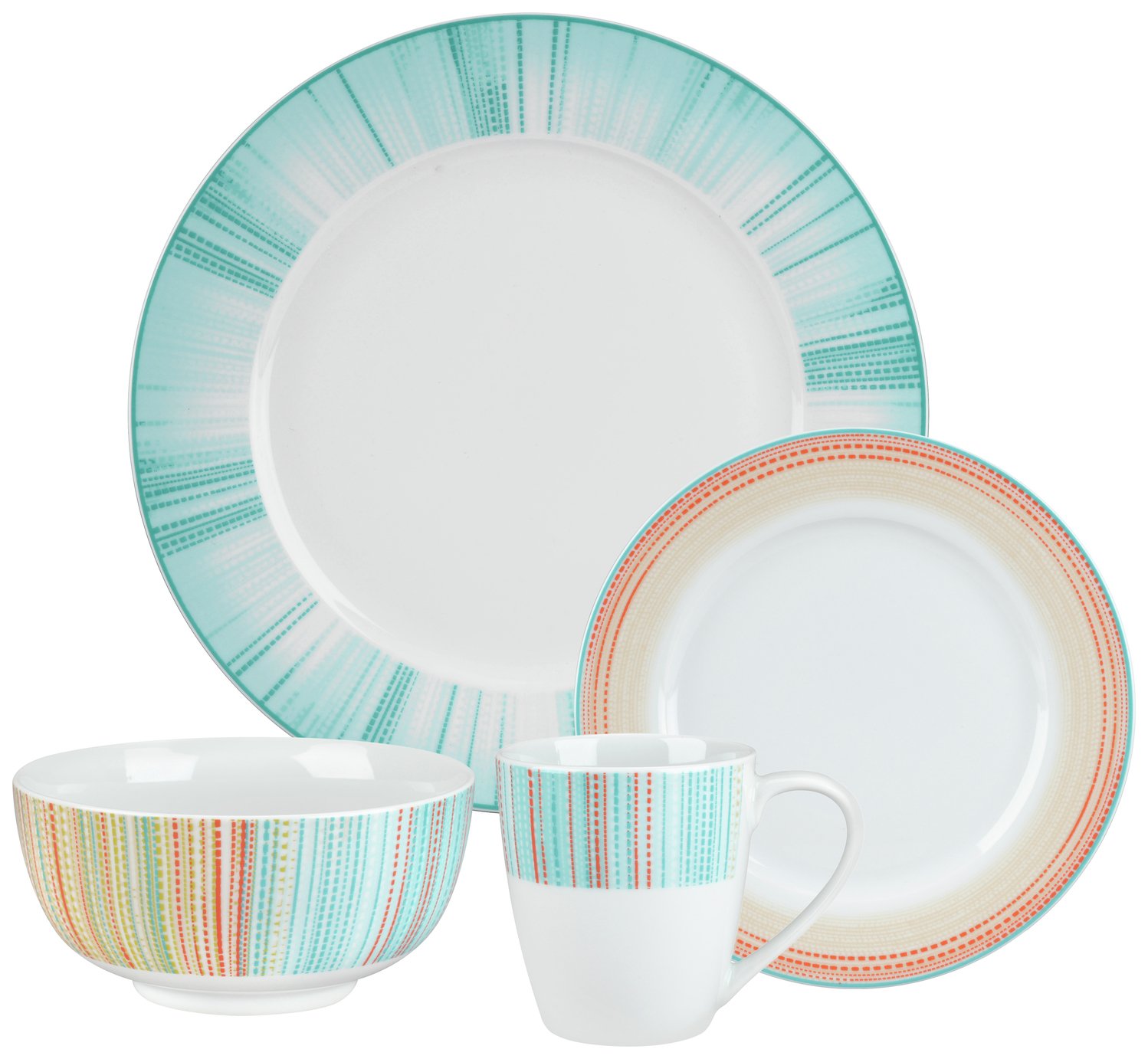 Portmeirion 12 Piece Dinner Set - Coral Stripe