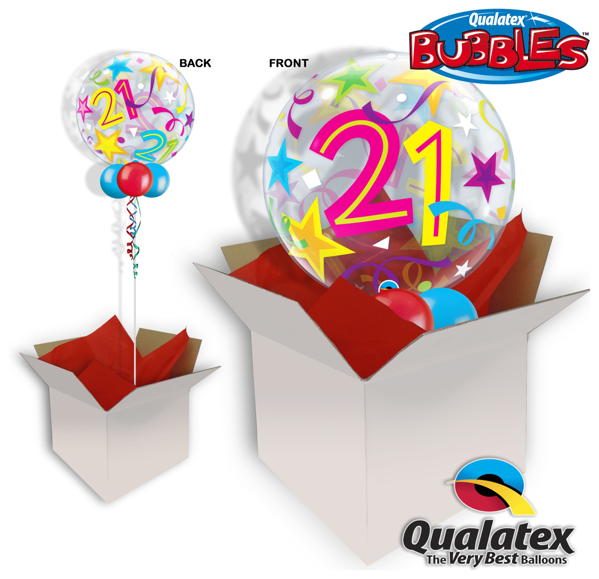 21st Birthday Brilliant Star 22 Inch Bubble Balloon In A Box