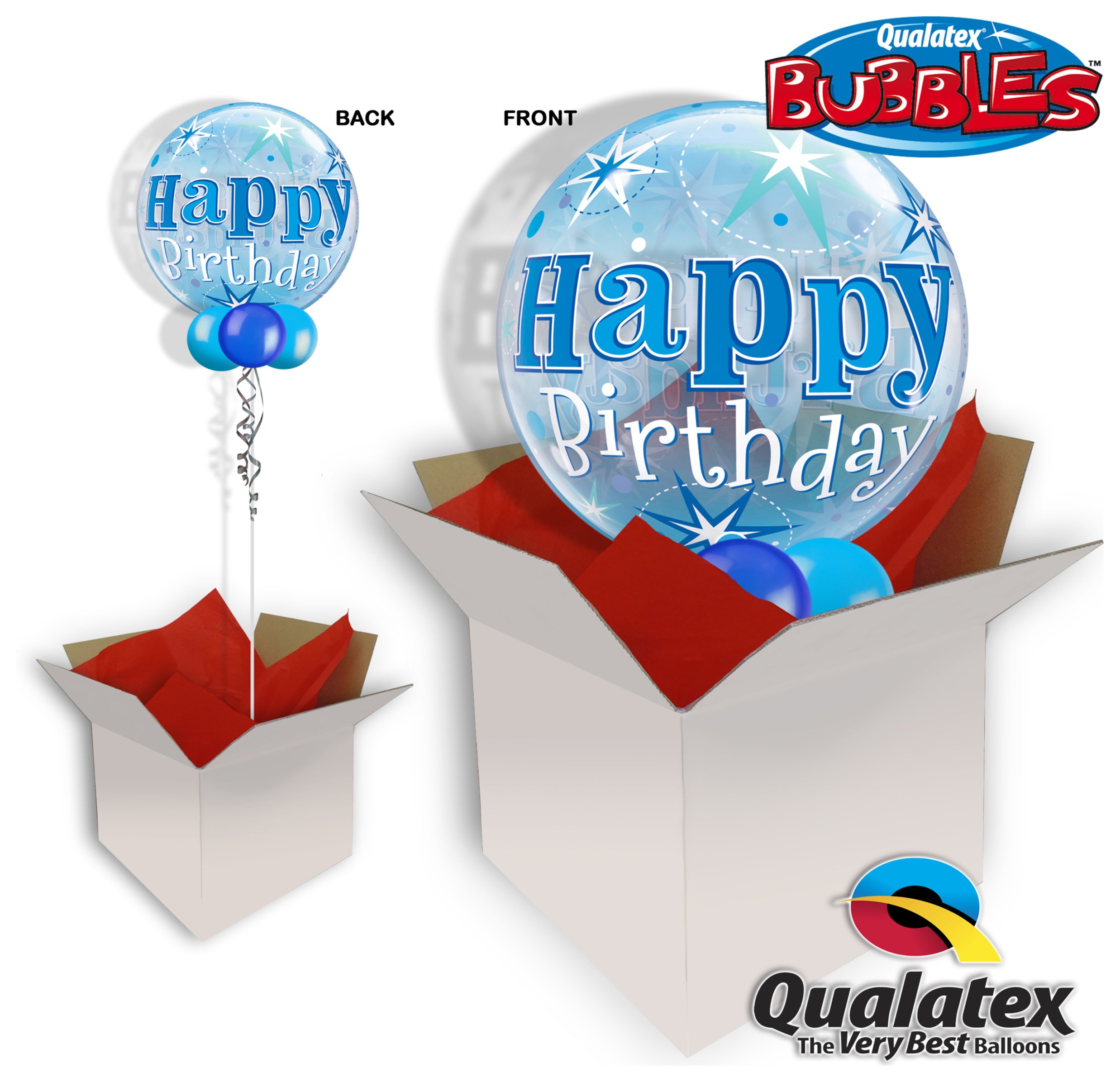 Birthday Blue Starburst Sparkle Bubble Balloon In A Box