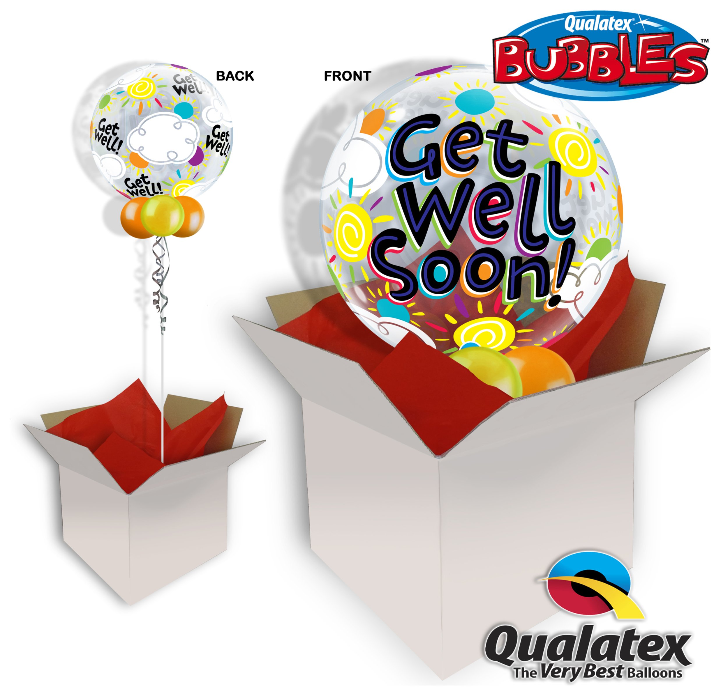 Get Well Soon Sunny 22 Inch Bubble Balloon In A Box