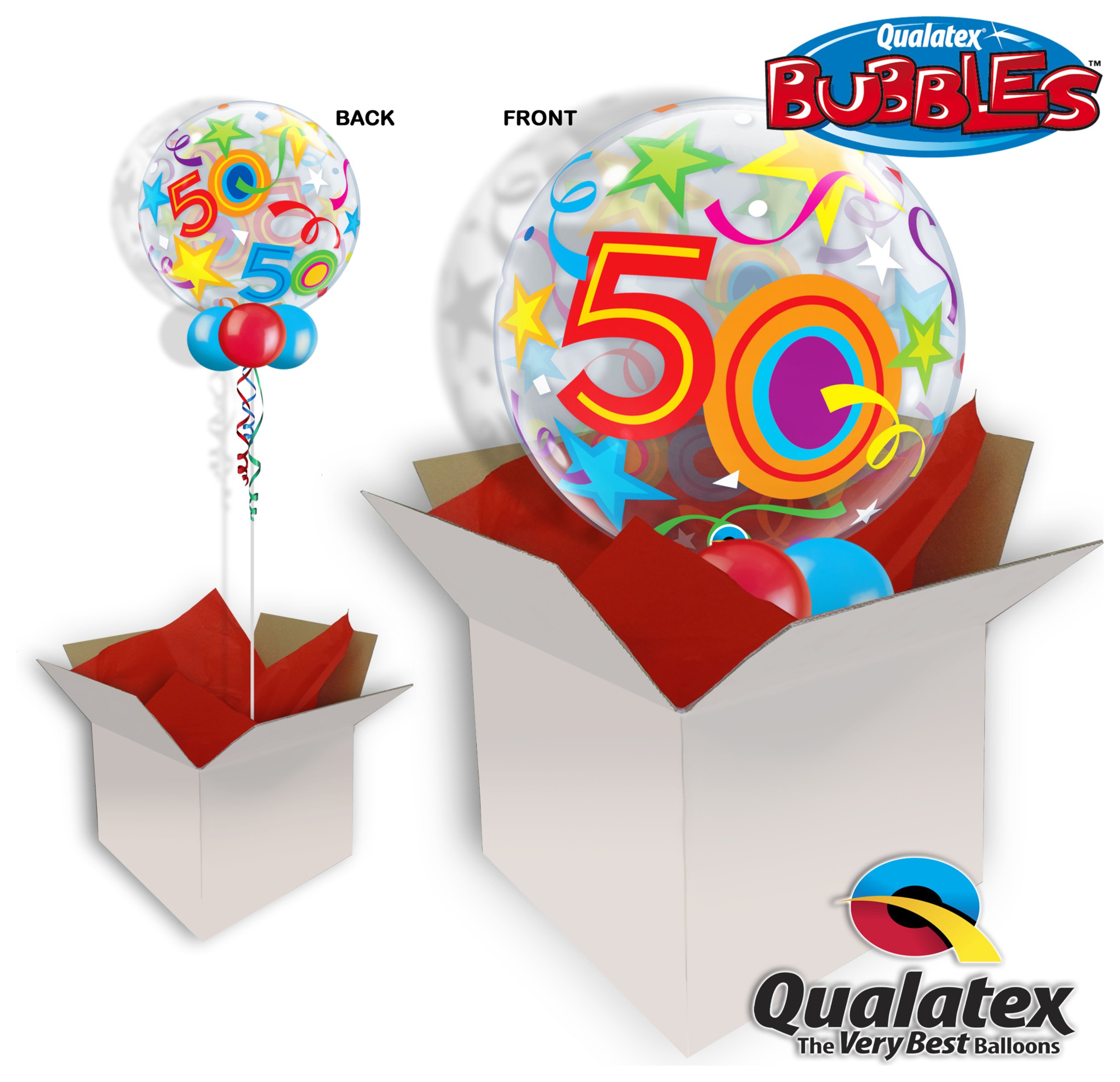 50th Birthday Brilliant Stars Bubble Balloon In A Box