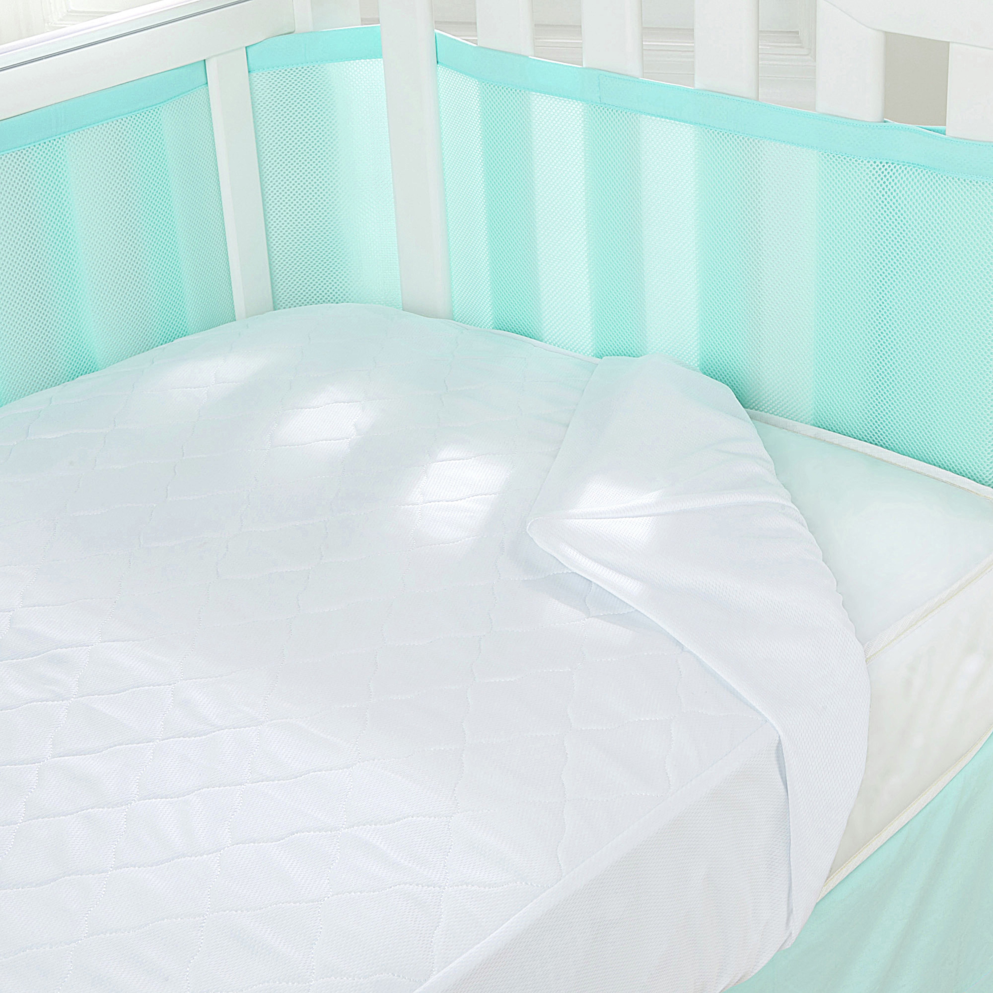 BreathableBaby 3-in-1 Fitted Mattress Protector - White
