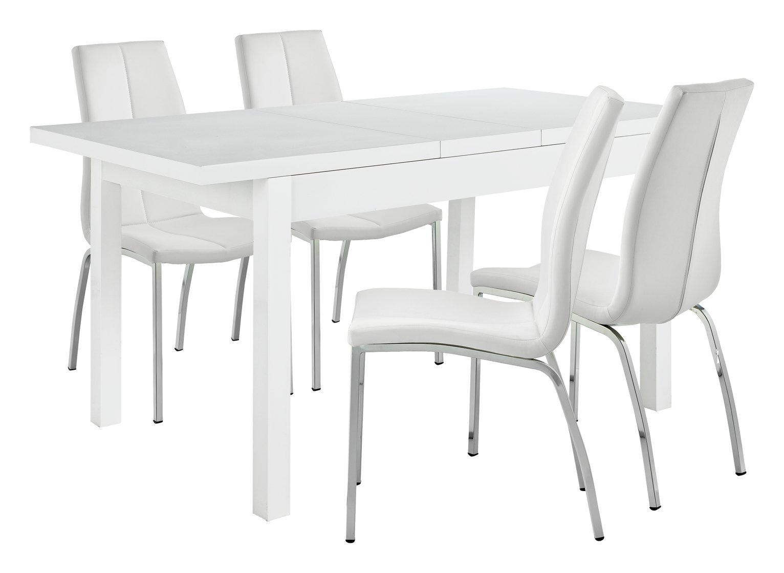 Argos Home Lyssa Gloss Extending Table & 4 Ivory Milo Chairs