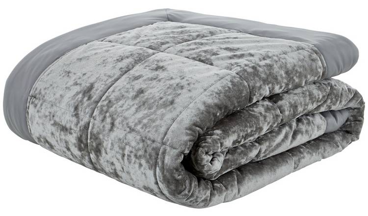 Buy Catherine Lansfield Crushed Velvet Bedspread Silver