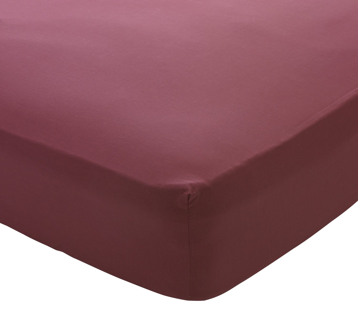 Argos Home Deep Red Non-Iron Percale Fitted Sheet - Kingsize