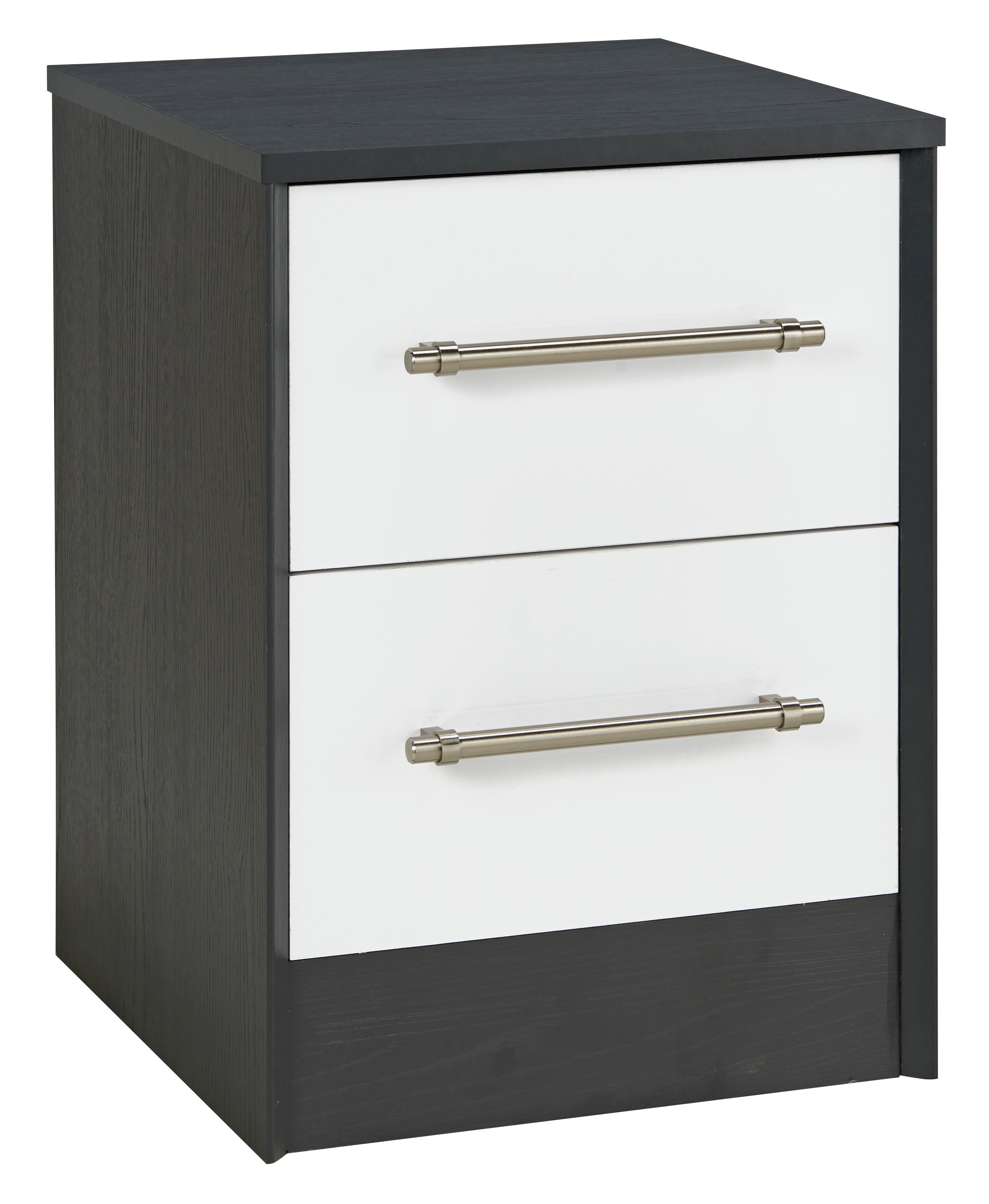 Victoria 2 Drawer Bedside Table - Graphite and White Gloss