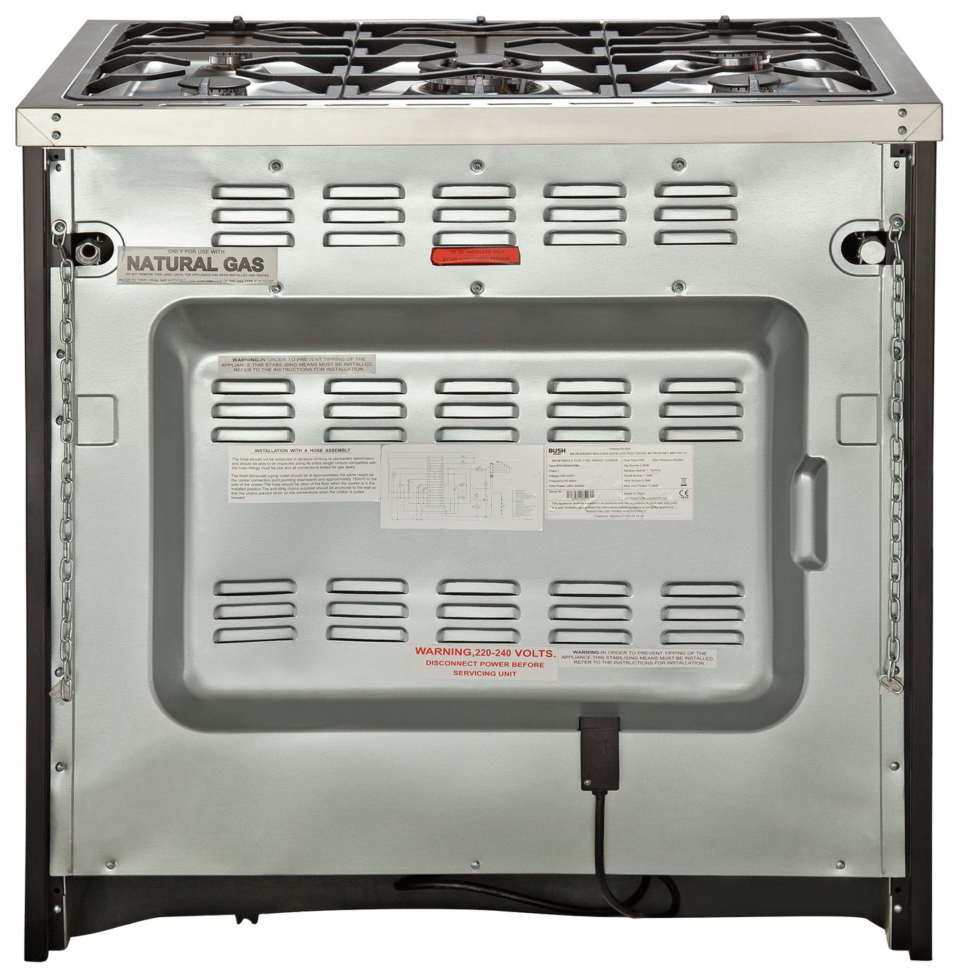 bush 90cm dual fuel range cooker