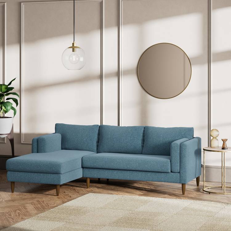 Habitat Newington Left Hand Corner Sofa - Blue - Dark Leg 0