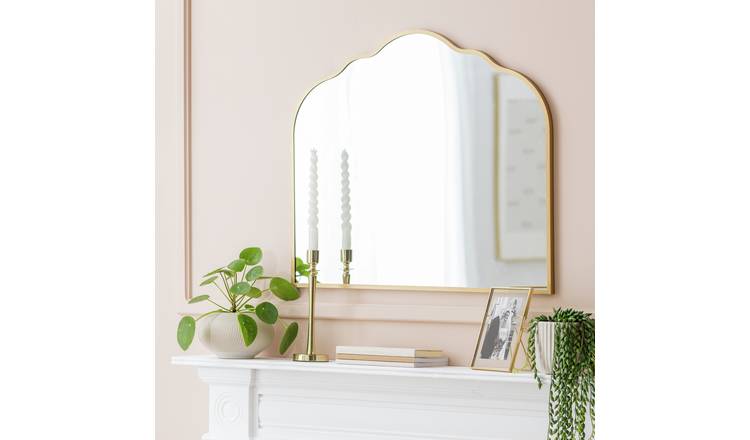 Argos Home Gold Overmantle Curved Wall Mirror - 70x60cm