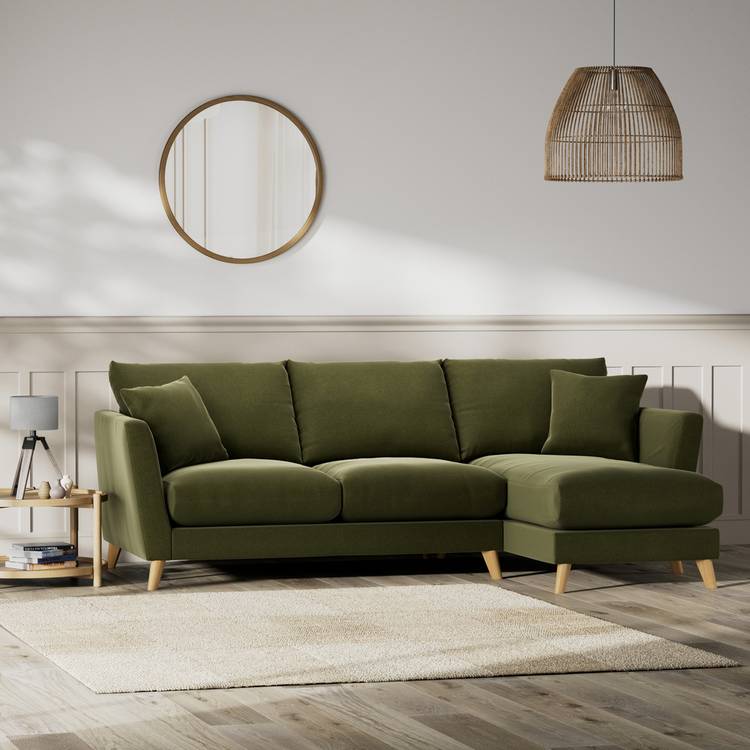 Habitat Lomond Right Hand Corner Sofa - Green - Ash Leg 0