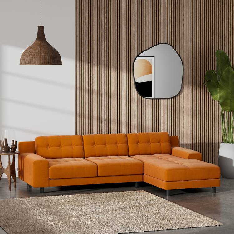 Habitat Hendricks Right Hand Corner Sofa - Orange- Black Leg 0