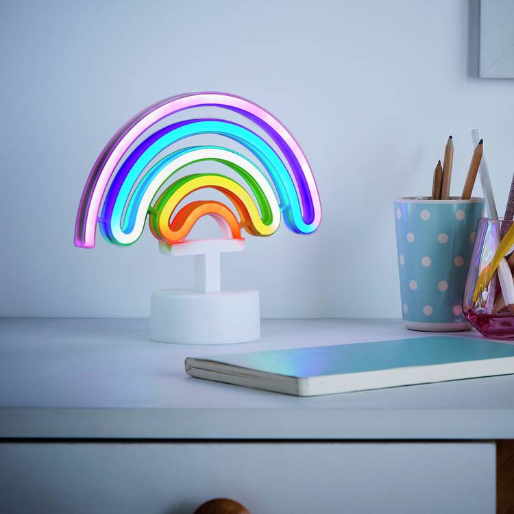 Glow Neon Effect Rainbow LED Table Lamp - Multicoloured 0