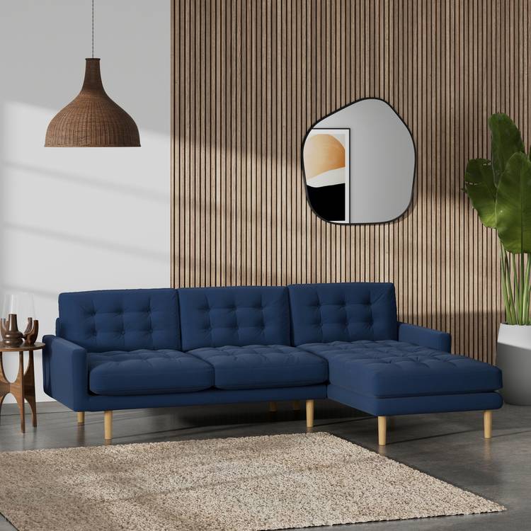 Habitat Fenner Right Hand Corner Sofa - Navy Blue - Ash Leg 0