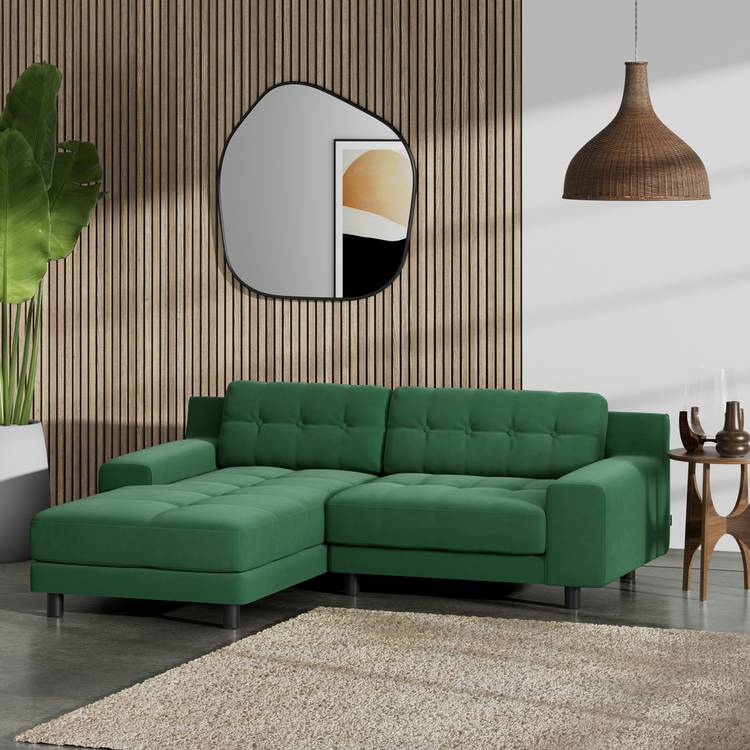Habitat Hendricks Left Hand Corner Sofa - Green - Black Leg 0