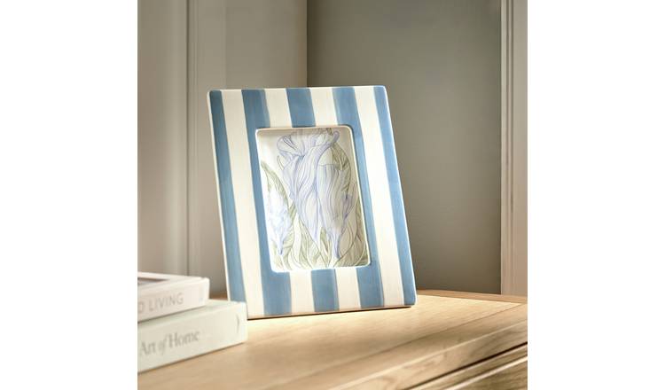 Habitat Blue Ceramic Stripe Picture Frame - 5x7"