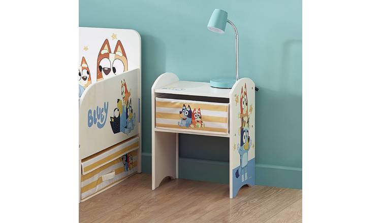 Bluey Kids 1 Drawer Bedside Table - White & Yellow