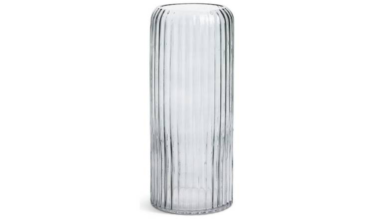 Habitat Tall Ribbed Glass Vase - Clear