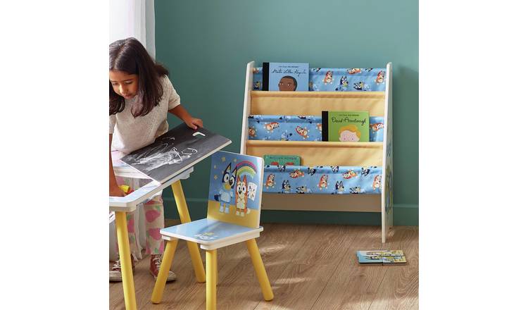 Bluey Wooden & Fabric Bookcase - White & Yellow