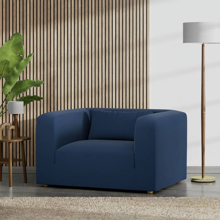 Habitat Lars Fabric Cuddle Chair - Navy Blue 0